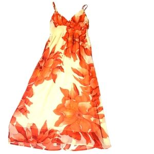 Shecool tstrap dress adorned with flowers. Sheer with cream lining.